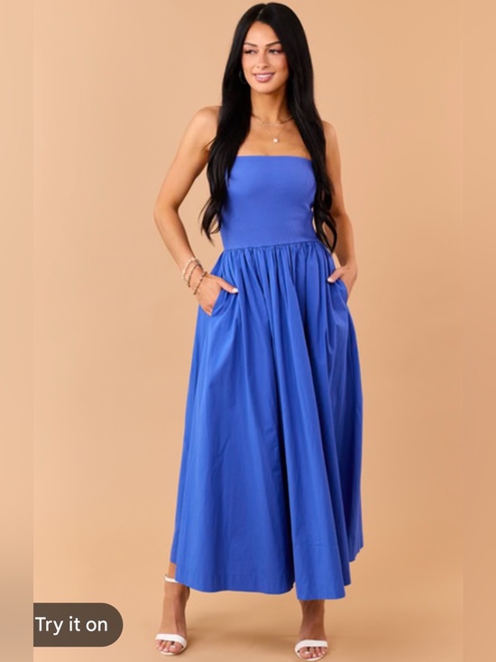 Double Zero Dresses & Skirts - Long Full Skirt Cotton Maxi Strapless Dress Size Small Cotton